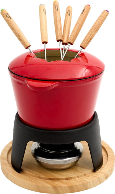Service à fondue Lacor - 1,2 l - émail - service à fondue fromage chocolat légumes viande - comprenant 6 fourchettes