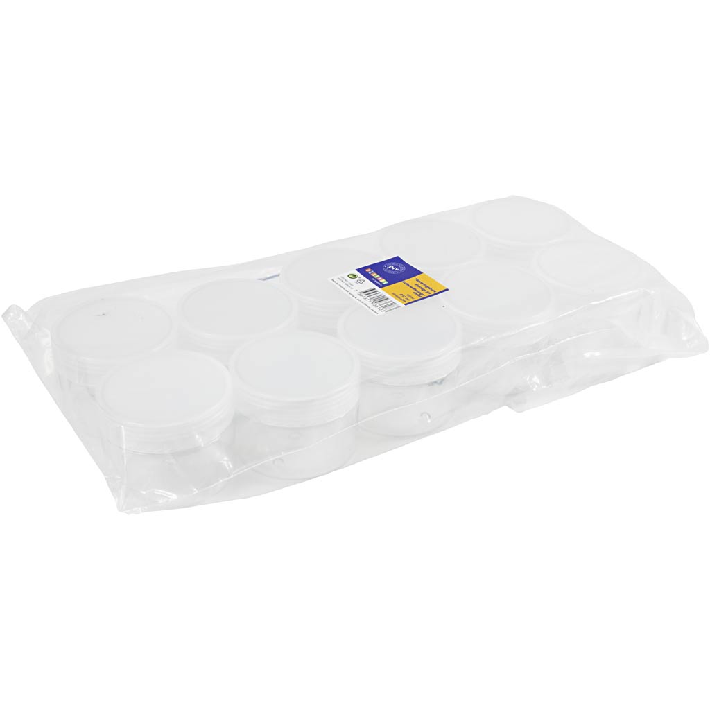Pots de conservation en plastique Creativ company, h : 5 cm, d 6,5 cm, 110 ml, 10 pièces 1 boîte