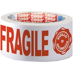 Ruban d'emballage tesa fragile 12 m blanc, rouge