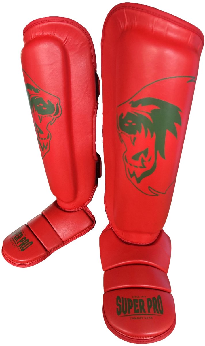 Super pro combat gear protège-tibia nations maroc pu rouge - vert s