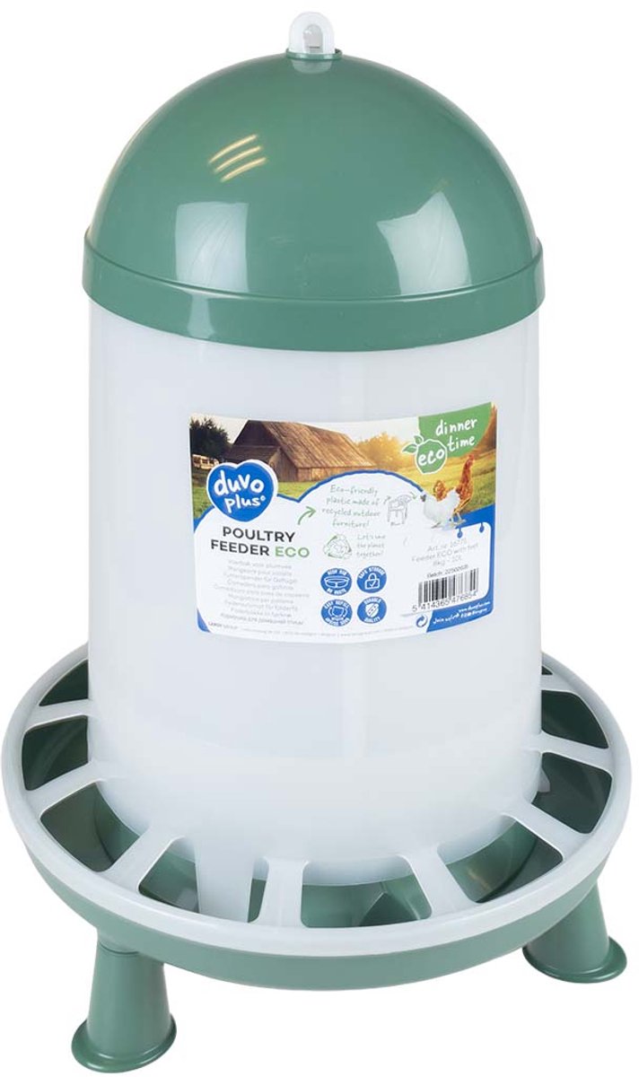 Duvo plus mangeoire à dîner avec pattes eco pour volaille 8kg-10l vert transparent