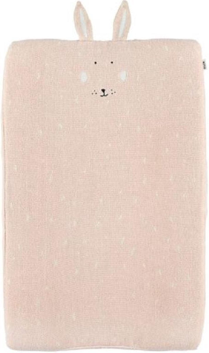Housse Trixie pour matelas à langer - mrs. lapin - matelas à langer doux 70x45cm - 100% coton bio - rose