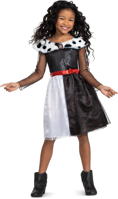 Déguisement disney - méchants, cruella classic, taille m (7-8 ans), filles