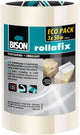 Bison 3 rouleaux de ruban d'emballage rollafix transparent pack économique 50 mètres x 5 cm, déchirable à la main, ruban d'emballage solide