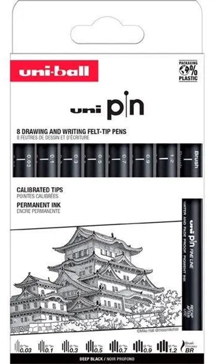 Uni-ball pin set with calibrated point 8 pieces