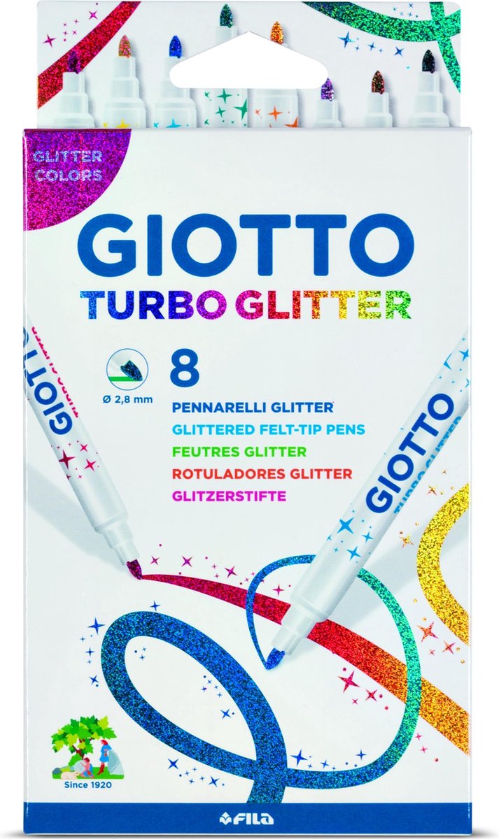 Giotto 8 marqueurs pailletés turbo