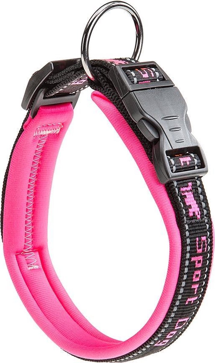 Collier de sport pour chien Ferplast - nylon - doublure douce - rose - largeur 25 mm - tour de cou 35 - 45 cm (veuillez mesurer avant de commander)