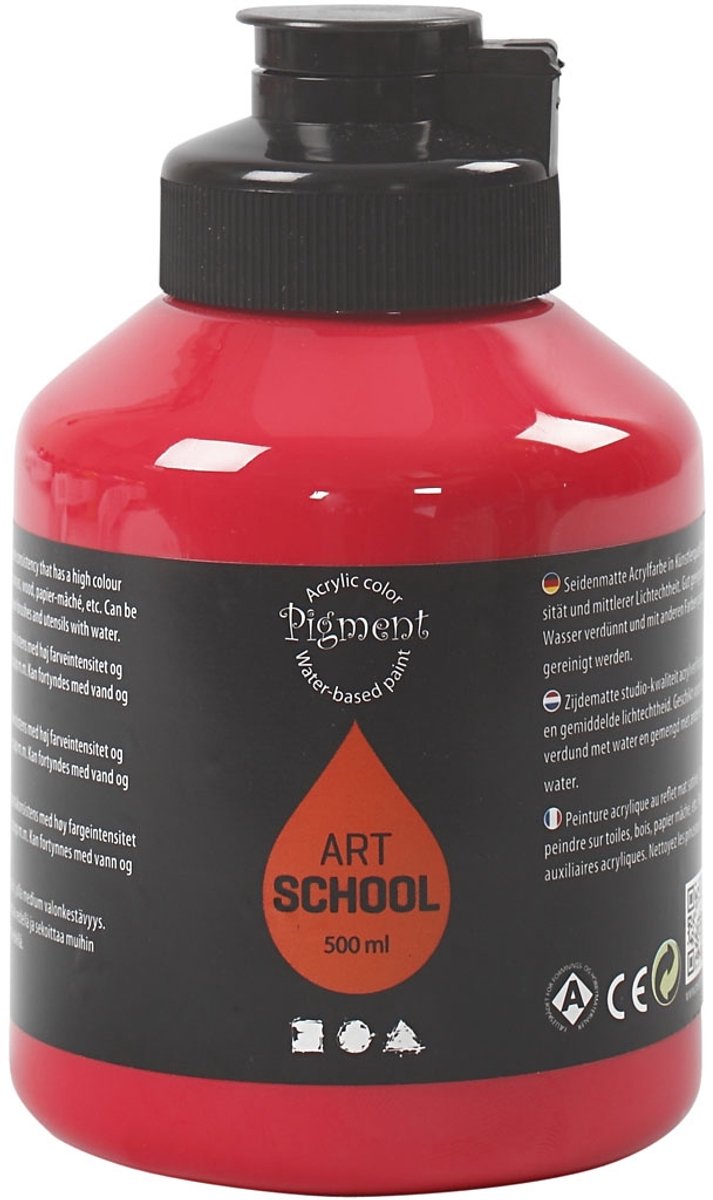 Peinture acrylique Creativ company, semi-brillante, semi-transparente, rouge primaire, 500 ml 1 flacon
