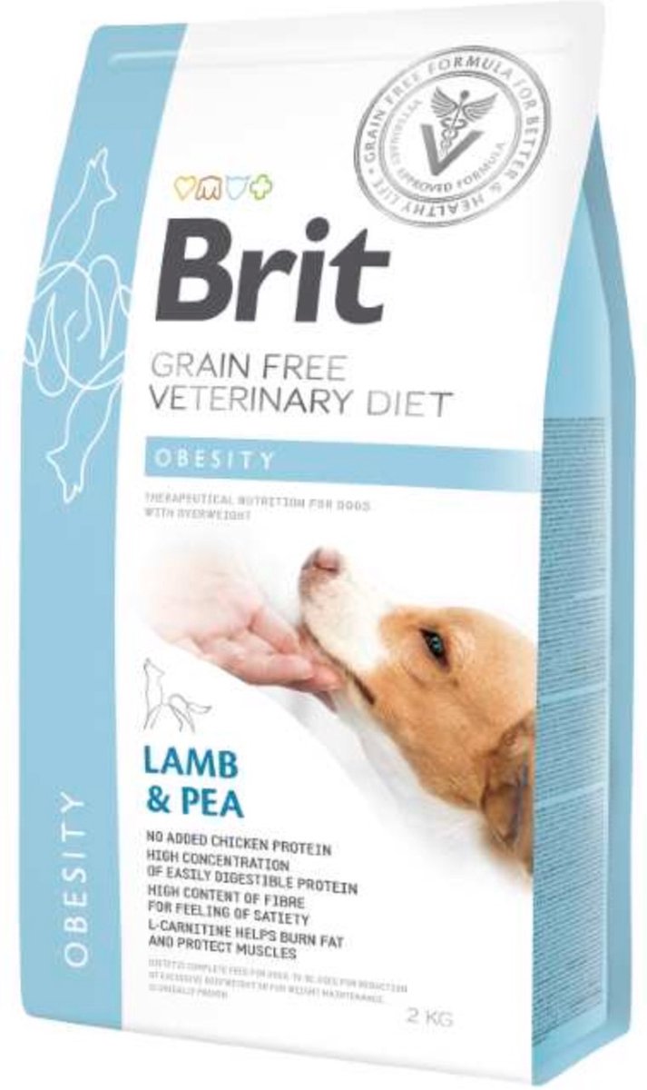 Chien de régime vétérinaire Brit - sans céréales - obésité - 2 kg