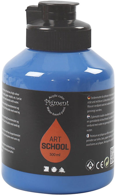 Creativ Company Paint acrylique, semi-brillant, transparent, bleu primaire, 500 ml 1 bouteille