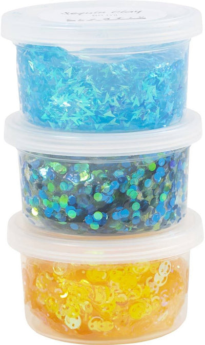 Creativ company pâte à paillettes, harmonie bleu vert, 3x60 gr 1 boîte