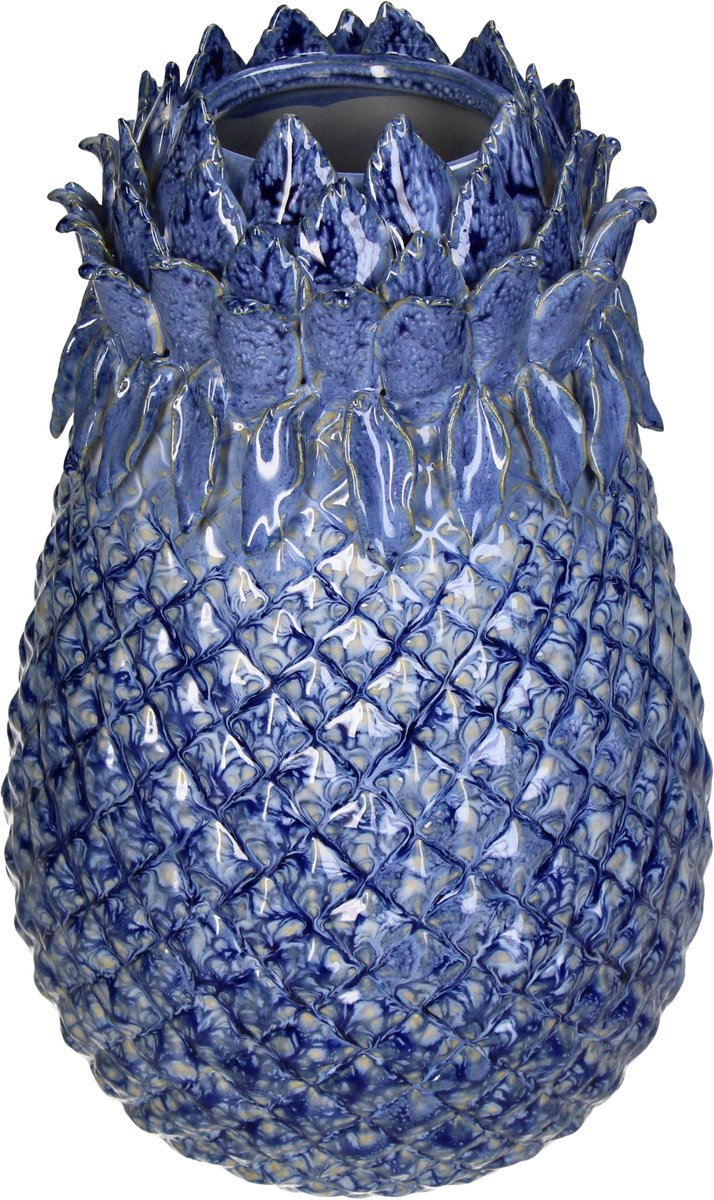 Vase collection Hd faïence bleu 19x19x29,5cm