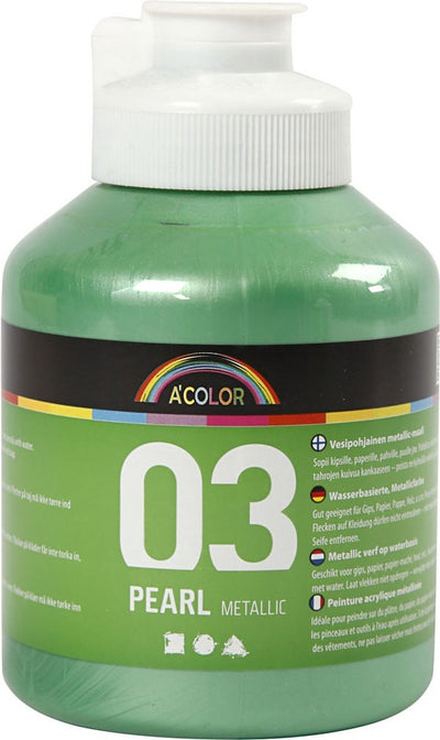 Peinture acrylique A-color métallisée, métallisée, vert clair, 500 ml 1 bouteille