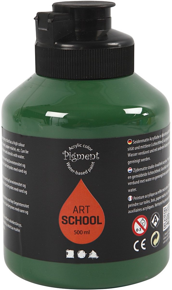 Peinture acrylique Creativ company, semi-brillante, semi-transparente, vert foncé, 500 ml 1 flacon