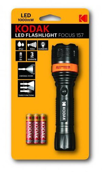Lampe de poche Kodak LED Focus 157 1000mW BK + 3x pile AAA