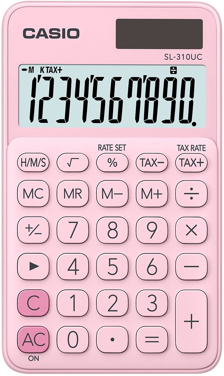 Casio sl-310uc - zakrekenmachine - 10-cijferig display - zonne- en batterijvoeding - roze