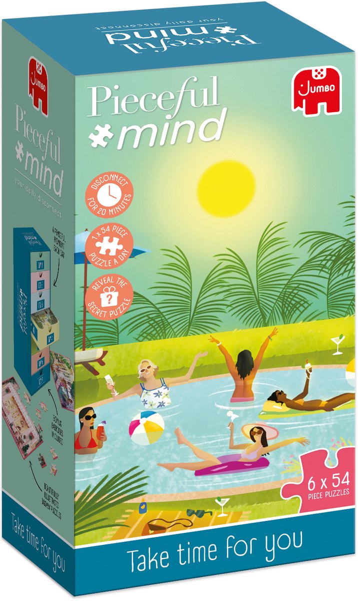 Jumbo Pieceful Mind - prends du temps pour toi - puzzle - 6 puzzles de 54 pièces - exercice de pleine conscience - cadeau relaxation - à partir de 14 ans