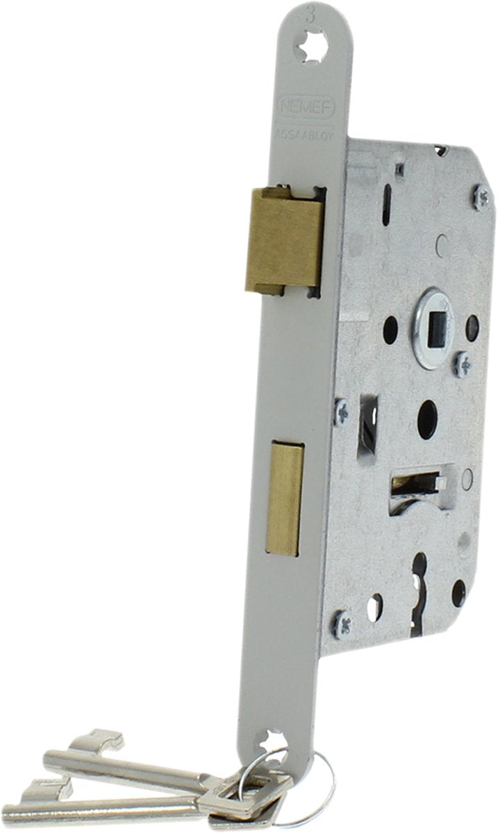 Serrure de porte à insert Nemef - acier peint - droite - 1266-4-2 - 50 mm
