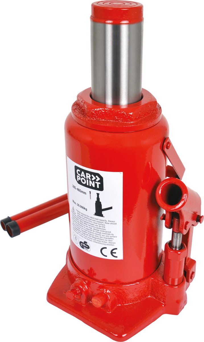 Cric bouteille hydraulique Carpoint 30 tonnes - 285-465 mm - soupape de surpression - usage intensif - pour voiture, caravane