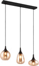 Trio lumina - lampe suspendue - noir mat - excl. 3x e14 40w - verre ambré