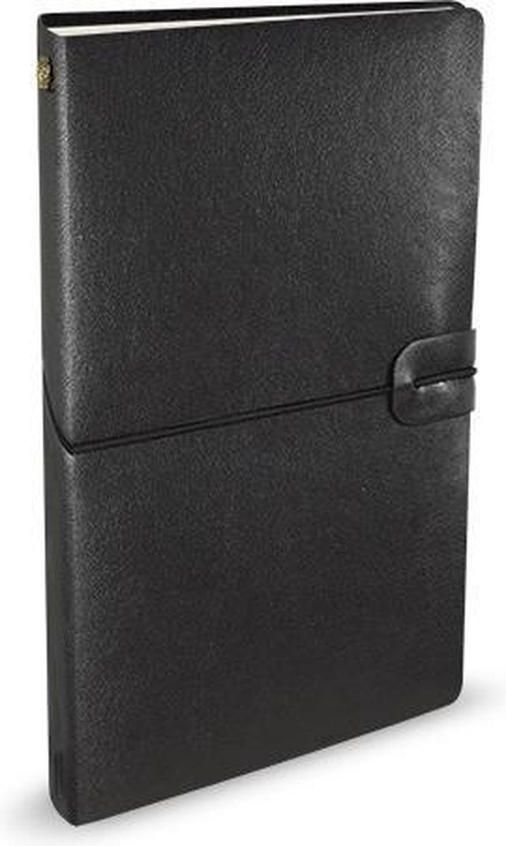 Carnet Peter Pauper - Voyager - Couverture en cuir - Noir - Avec fermeture à cordon - 12x20 cm