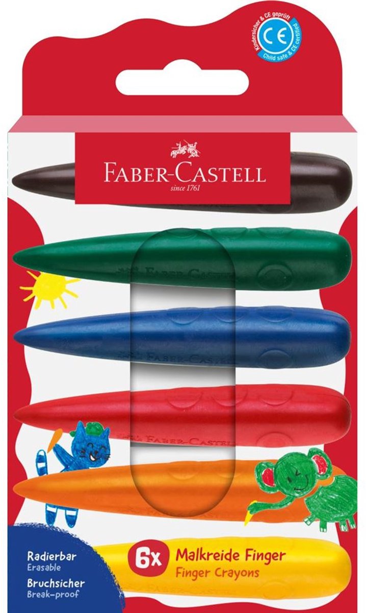 Crayon de cire Faber-castell - doigts - 6 pièces sur blister carton - fc-120409