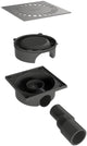 Siphon de sol compact Easy Drain Aqua avec boîtier de siphon en ABS, grille en acier inoxydable et sortie latérale 15x15 cm profondeur d'installation 60 mm incl. réglable. bec ø50 ø40m