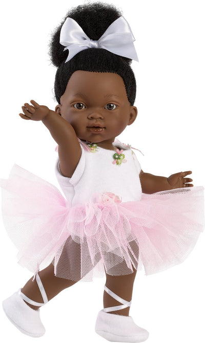 Llorens poupée sombre zoe ballet avec noeud blanc 28cm