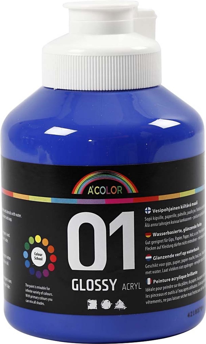 Creativ Company Paint Acrylique Glossy, bleu, 500 ml 1 bouteille