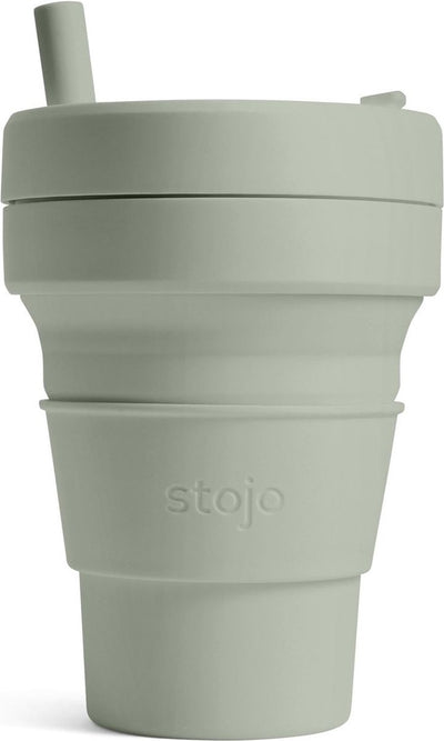Stojo - biggie cup - tasse à café et thé - 470 ml - réutilisable - pliable - sauge