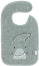 Bavoir Trixie - mr. requin - tissu éponge doux - 100% coton biologique - avec boutons-pression - gris