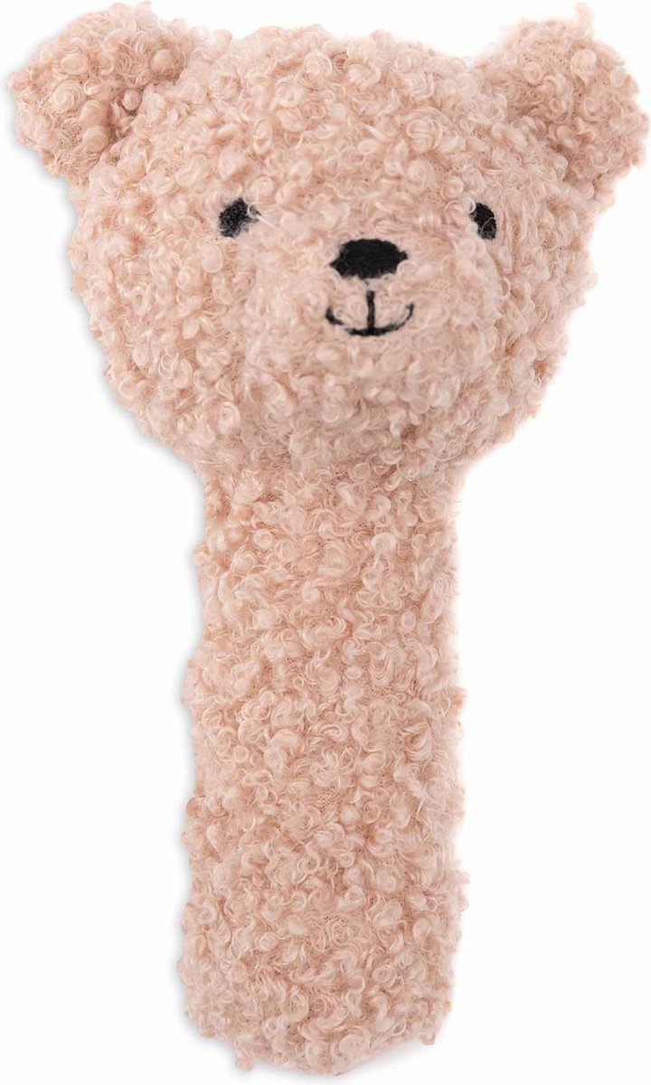 Jollein - hochet bébé - ours en peluche rose sauvage