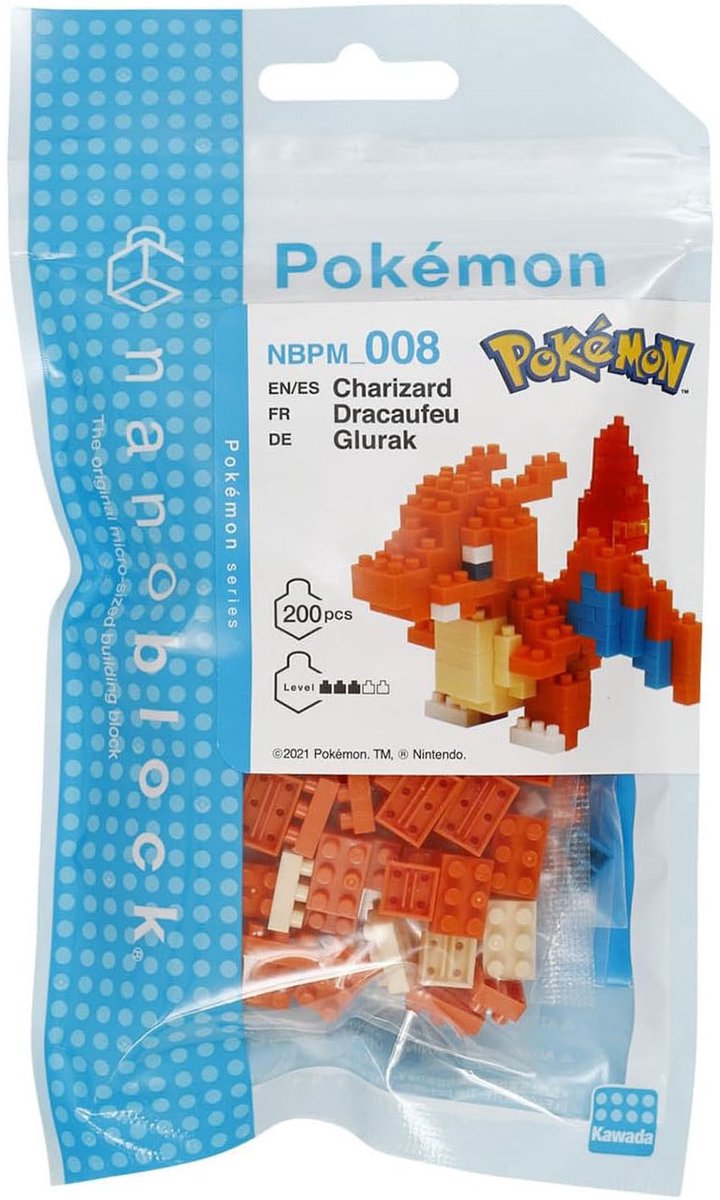 Bandai - nanoblock - charizard - pokémon - mini figurine en brique - jeu de construction - pixel charizard pokémon charizard figure kit de construction - nbpm008