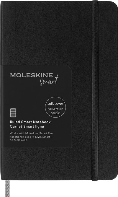 Carnet Moleskine - collection intelligente - pochette - couverture souple - ligné - noir