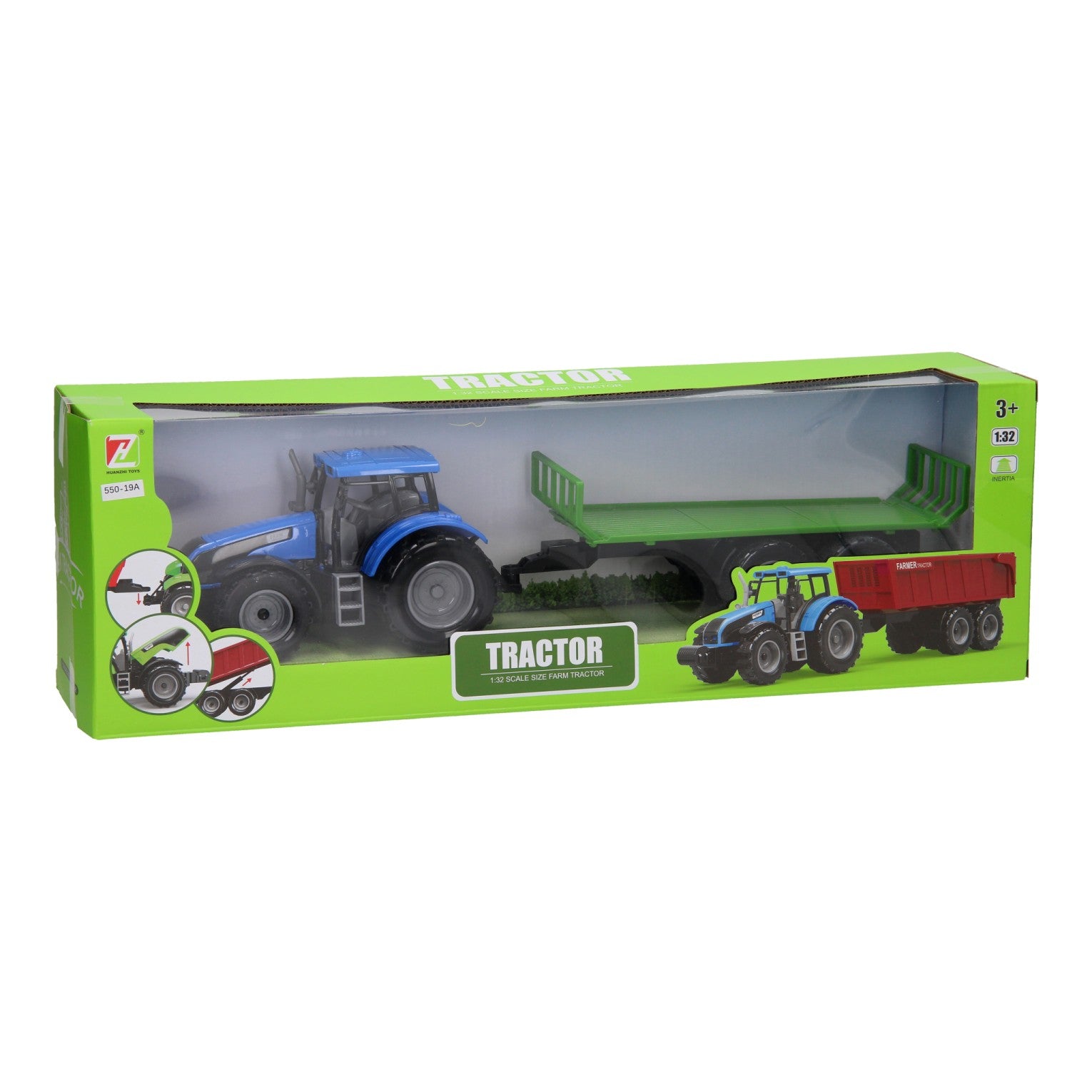 tracteur avec chariot plat 1:32