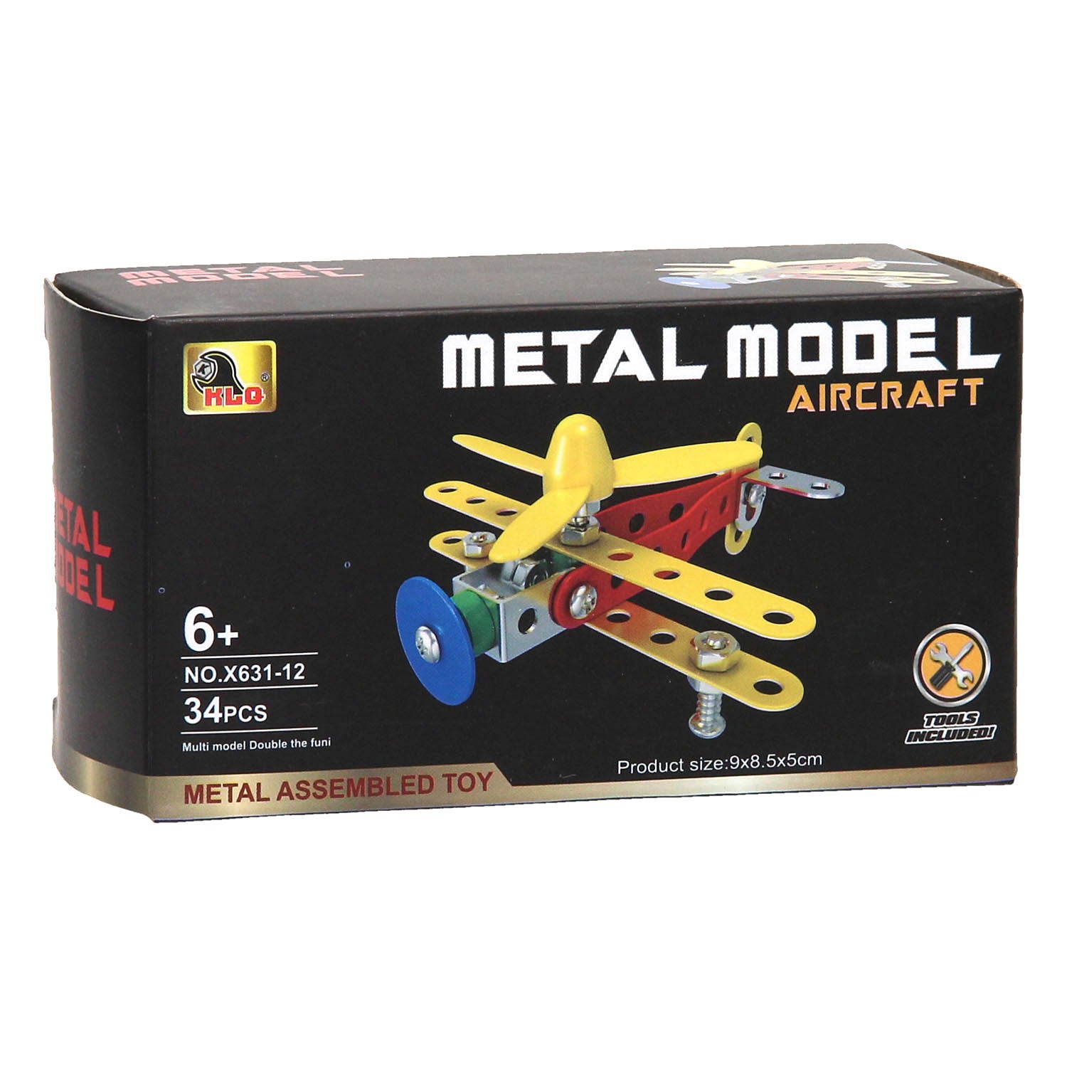 Jeu de construction d'avion en métal, 34 pièces.