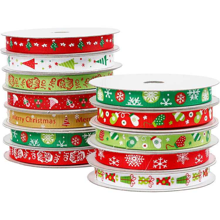 Ruban de Noël, l: 10 mm, 12x3 m 1 boîte