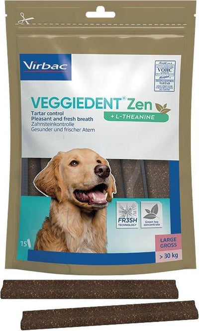 Virbac veggiedent fr3sh zen bandes à mâcher grandes - 15 pièces