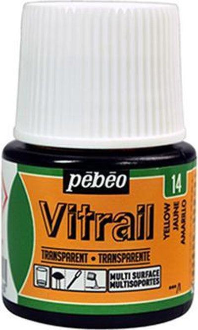 Peinture pour verre Pébéo - transparent brillant - vitrail transparent - 14 jaune - 45 ml