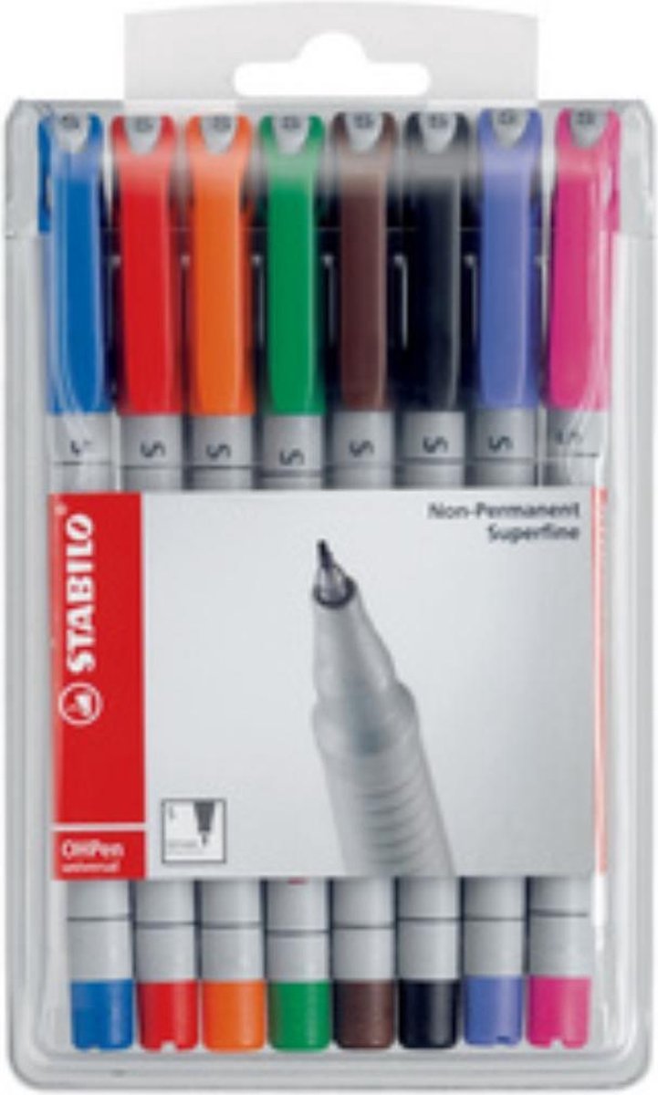 Stabilo ohpen - marqueur effaçable - pointe s universelle 0,4 mm - étui de 8 couleurs