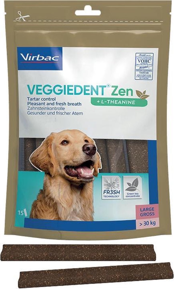 Virbac veggiedent fr3sh zen bandes à mâcher grandes - 15 pièces
