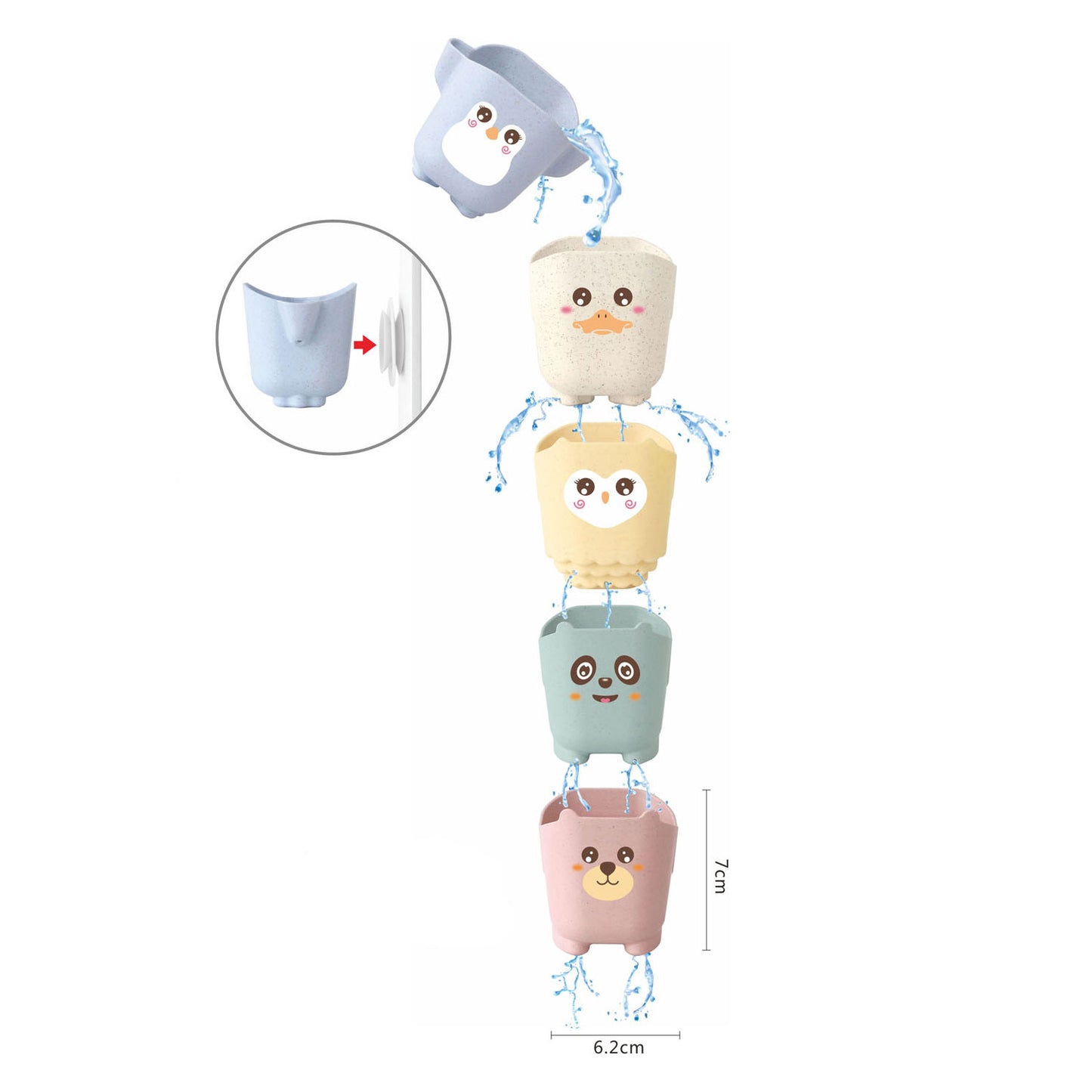 Lobbes tasses de bain cascade pastel, 5 pc