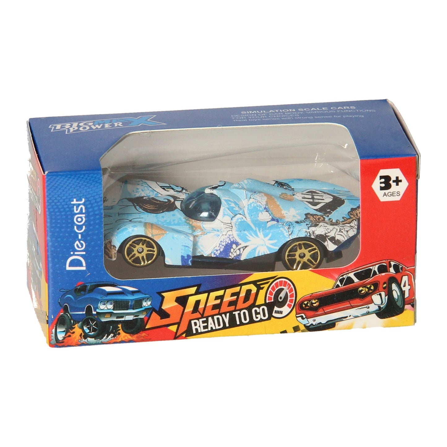 voiture en métal avec imprimé