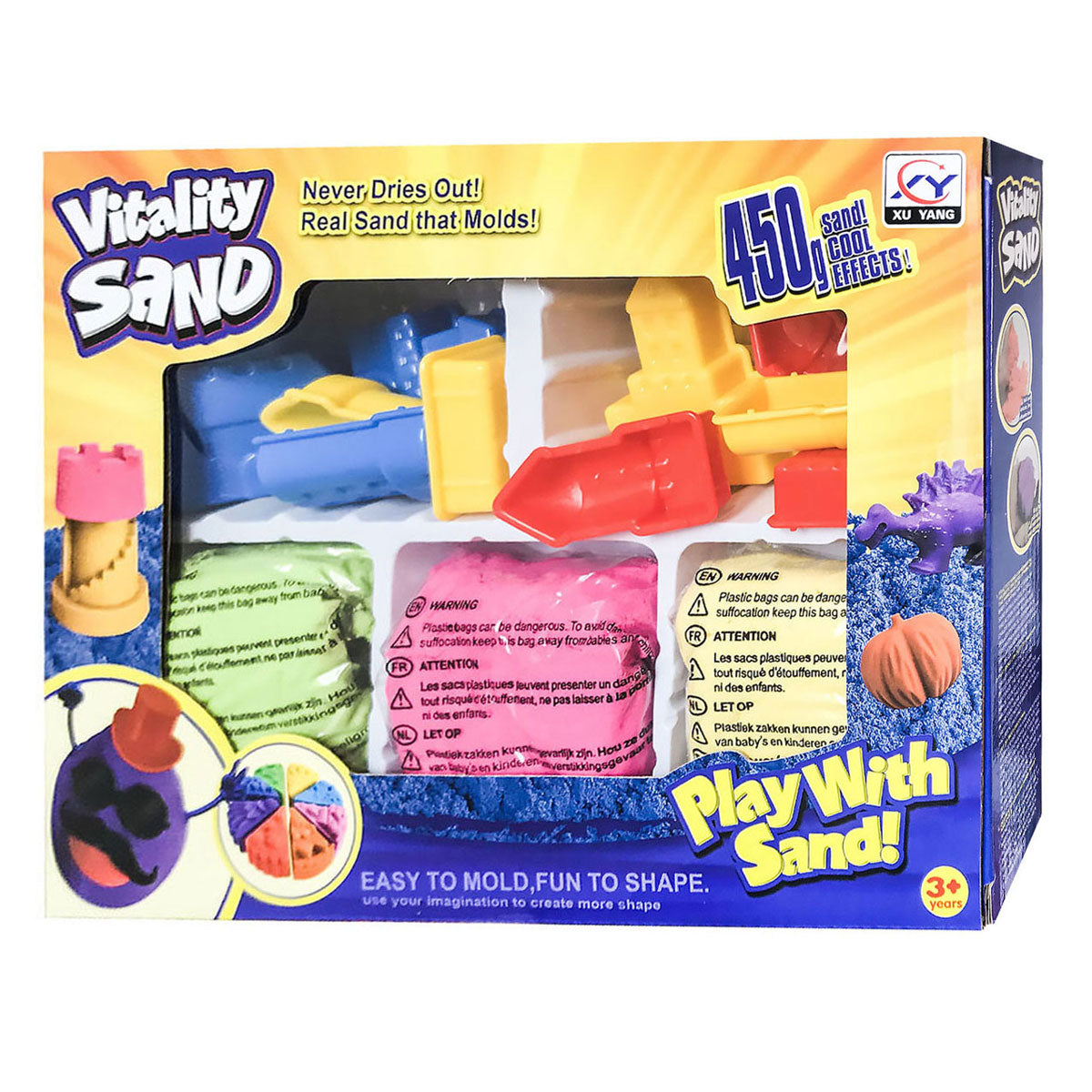 Vitality Zand Set, 3x150gr avec des formes de château