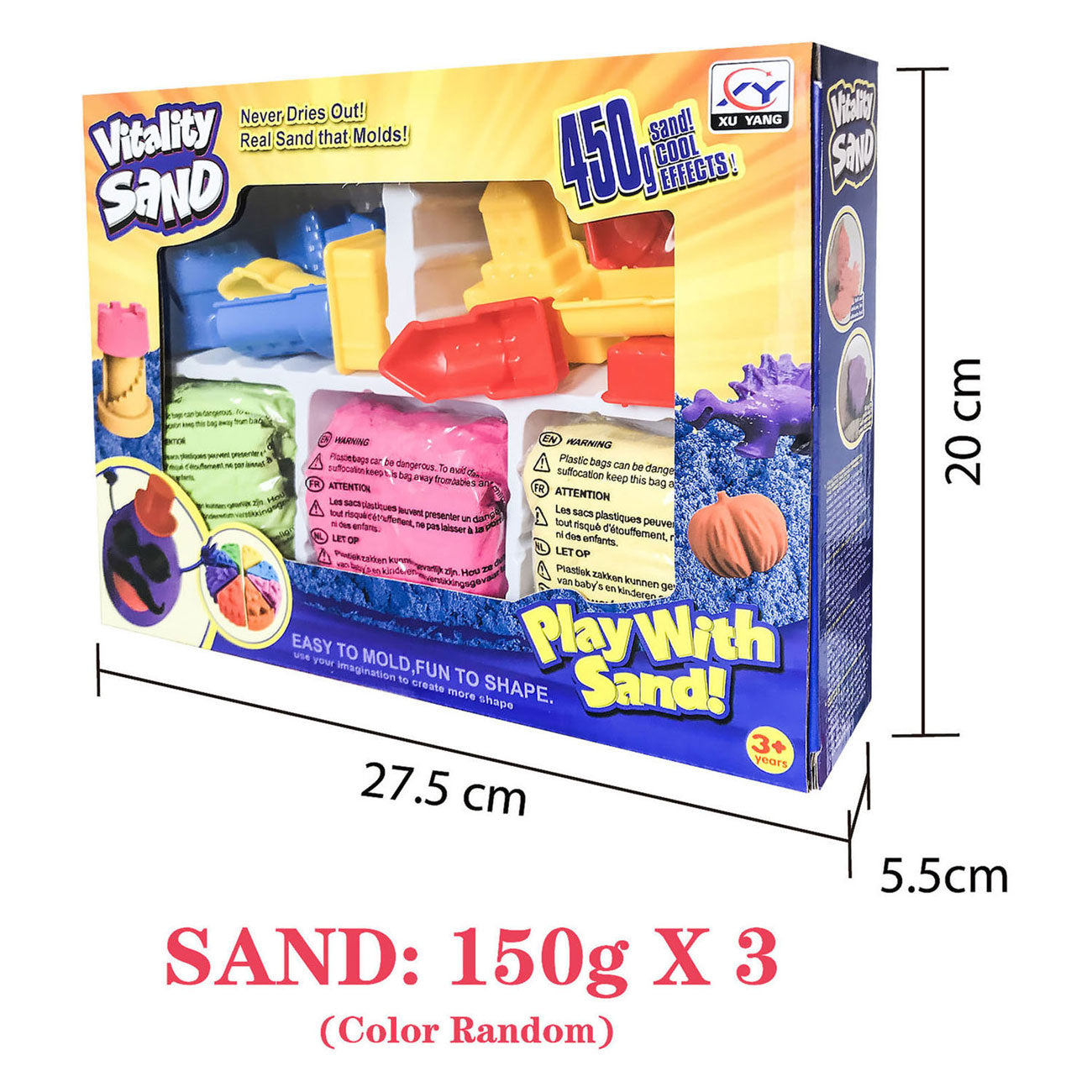 Vitality Zand Set, 3x150gr avec des formes de château