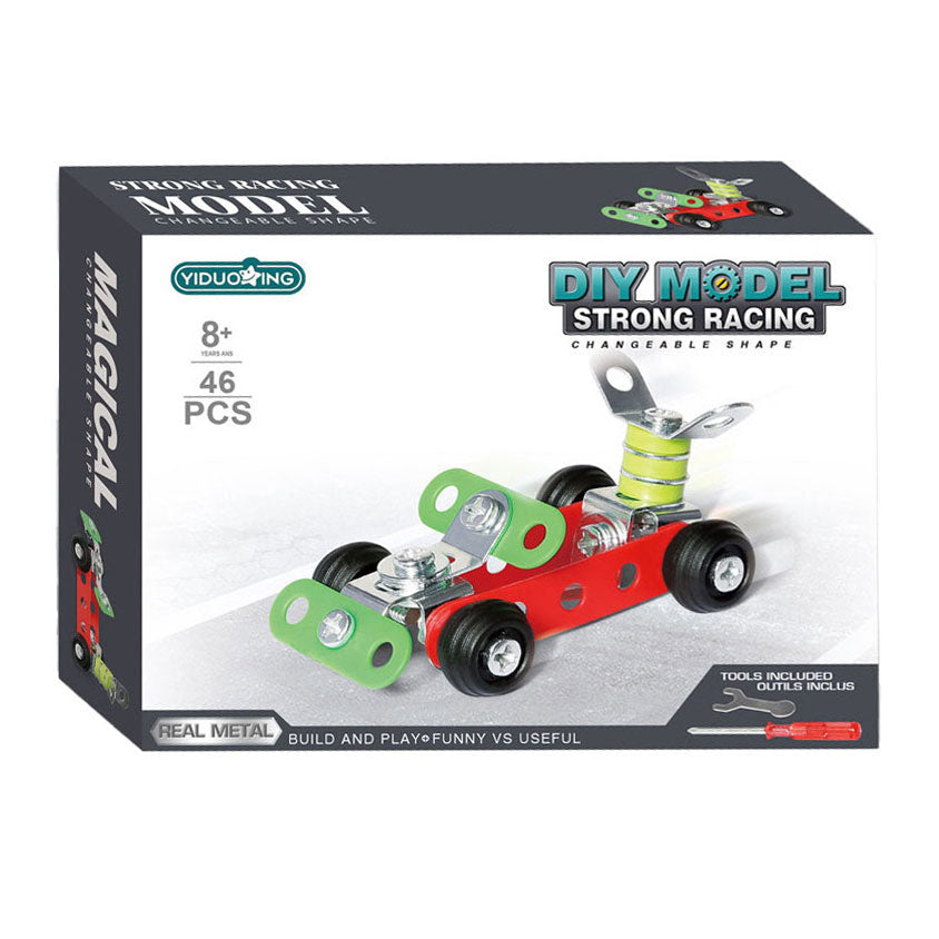 Jeu de construction en métal voiture de course, 46 pièces.