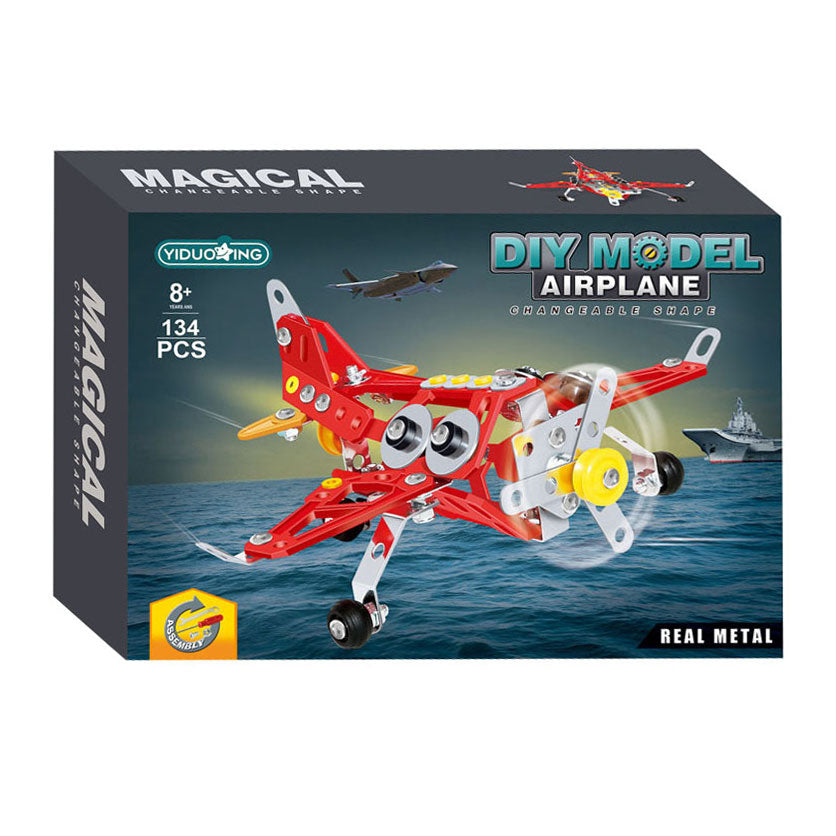 Jeu de construction en métal avion, 134 pièces.