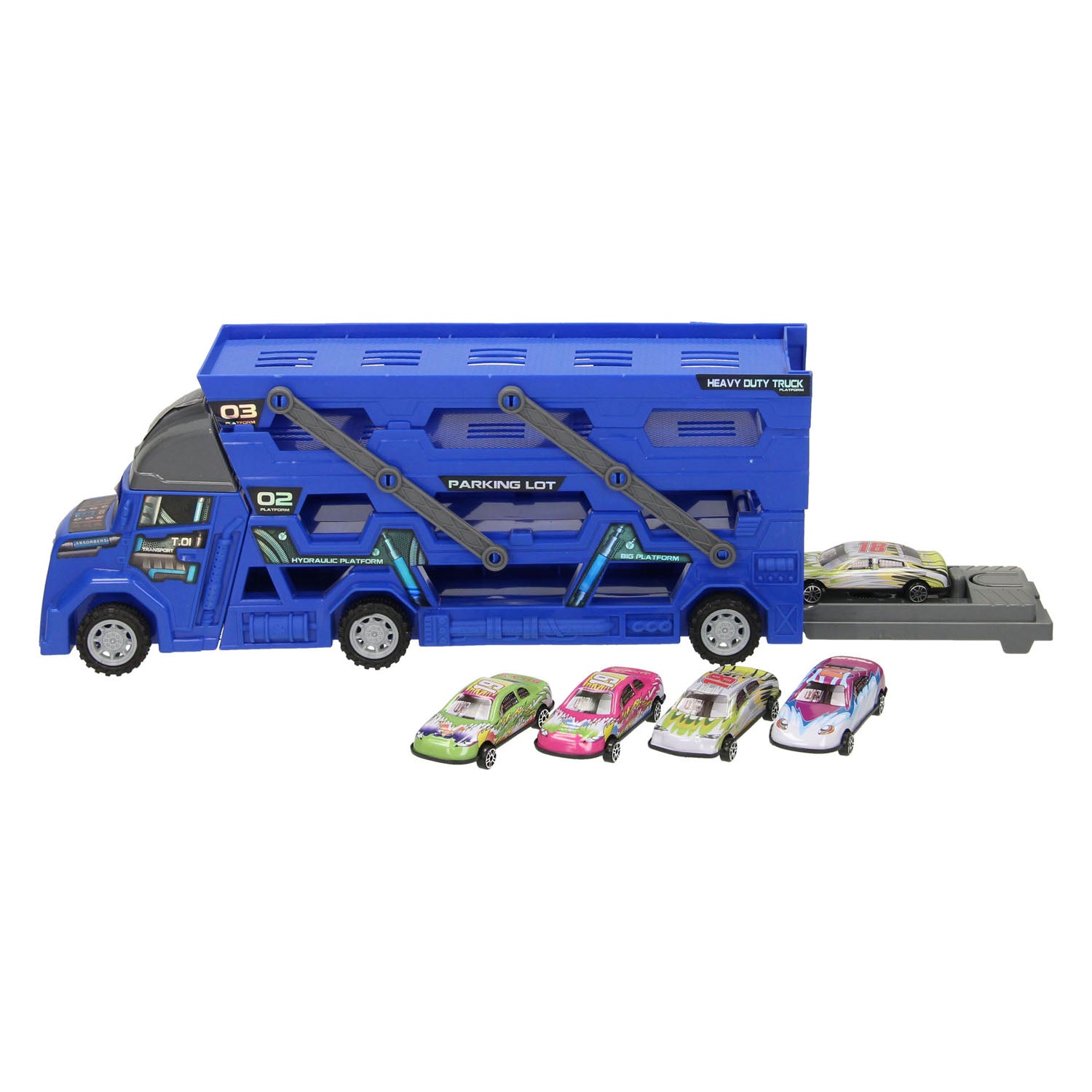 Transporteur de voiture dépliable avec fonction de tir - bleu