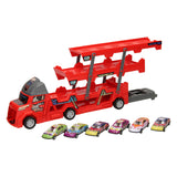 Fold-out car transporter with firing function - red - afbeelding 3