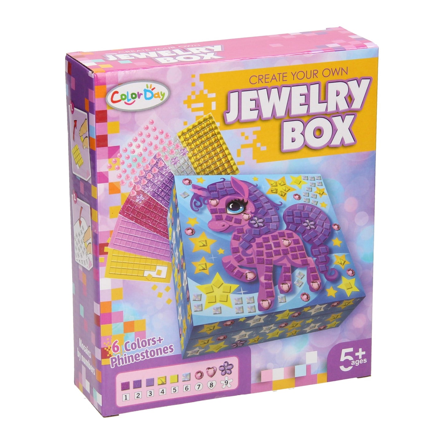 Boîte à bijoux en mosaïque décorée de licorne